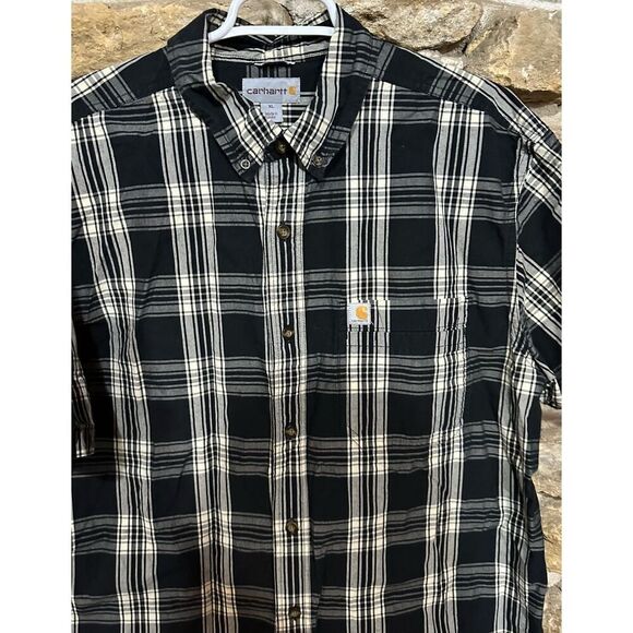 Men’s Carhartt Plaid Short Sleeve Button-Up Shirt Size Extra Large - Picture 2 of 5